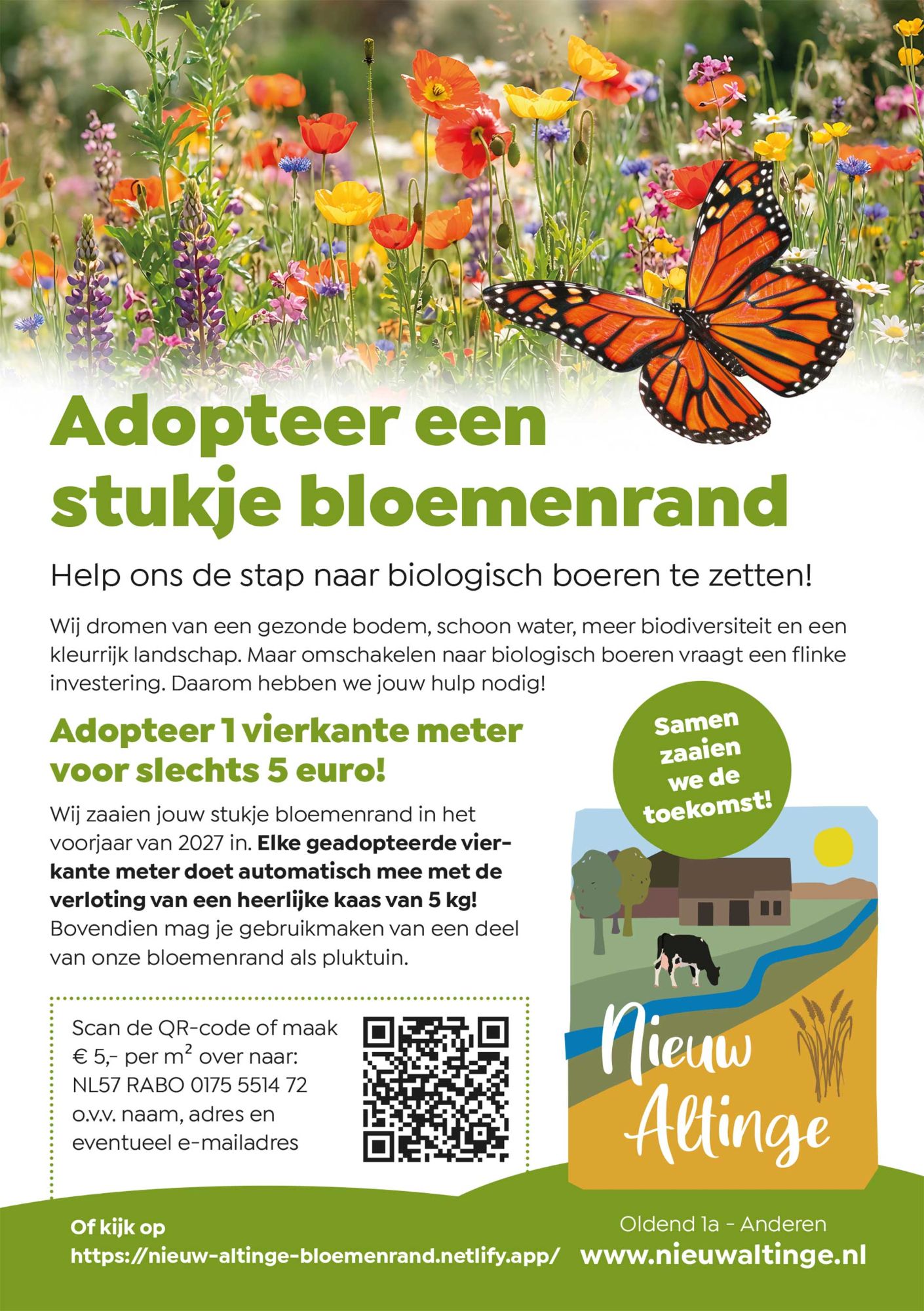 Flyer Adopteer een stukje bloemenrand, klik om de flyer groot te bekijken