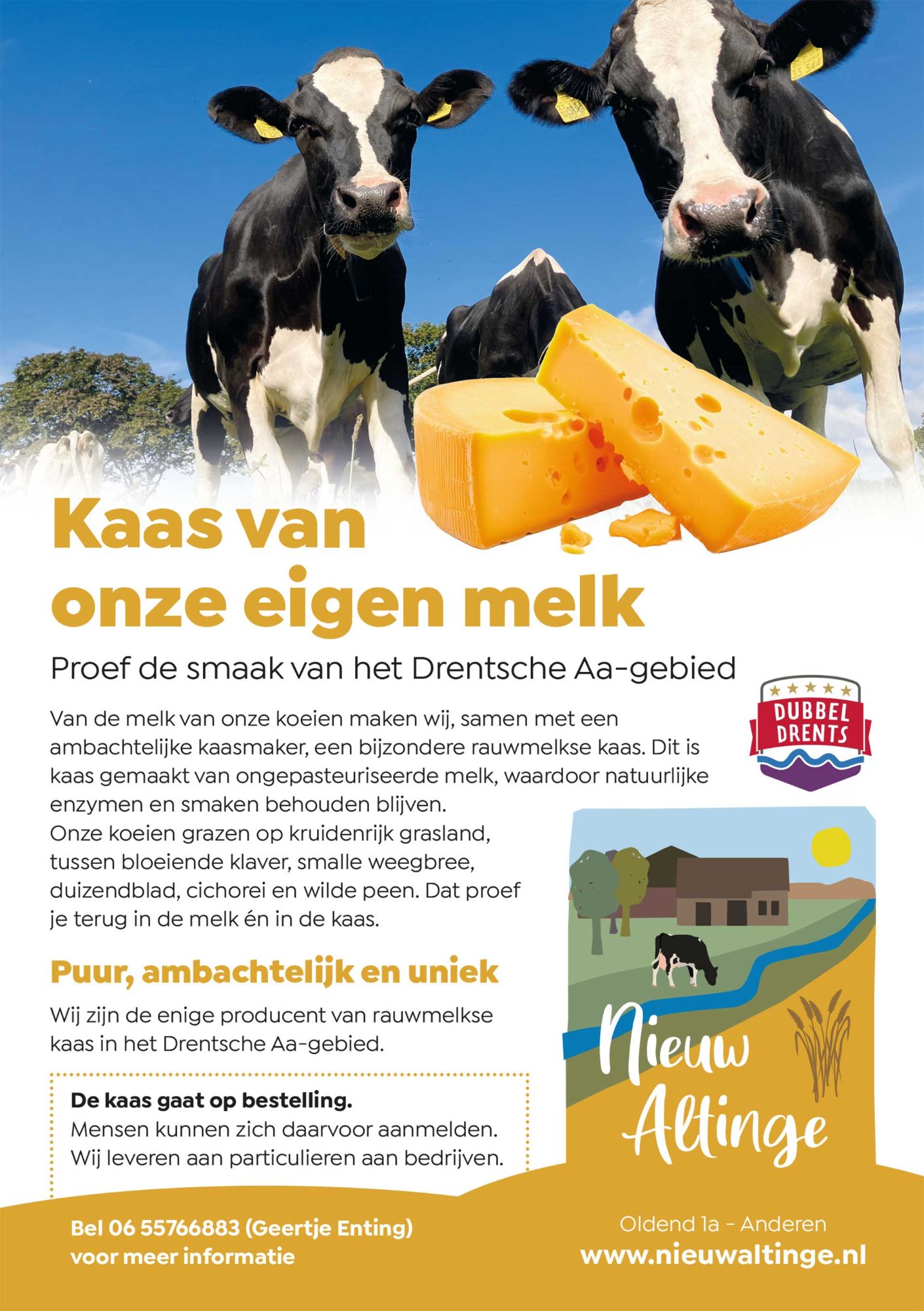 Flyer Kaas van onze eigen melk, klik om de flyer groot te bekijken